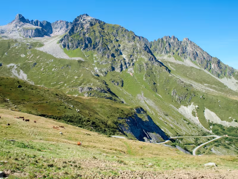 De zuidwestkant van de Col de la Madeleine