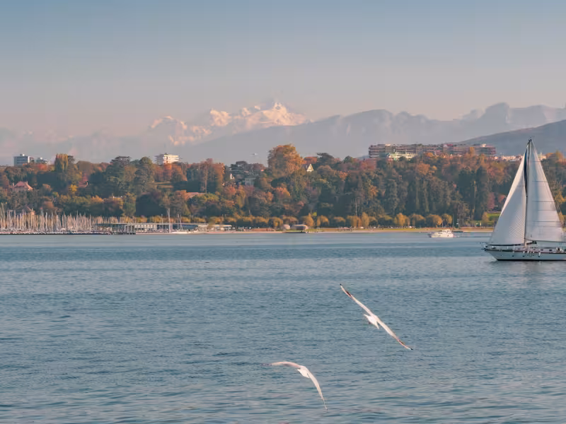 Meer van Genève en de Alpen op de achtergrond