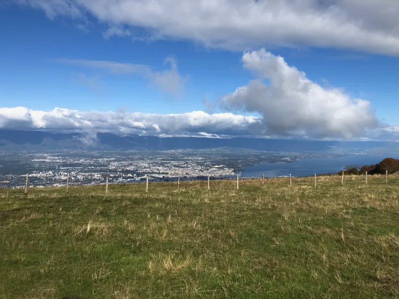 Uitzicht op het meer van Genève vanaf de Salève