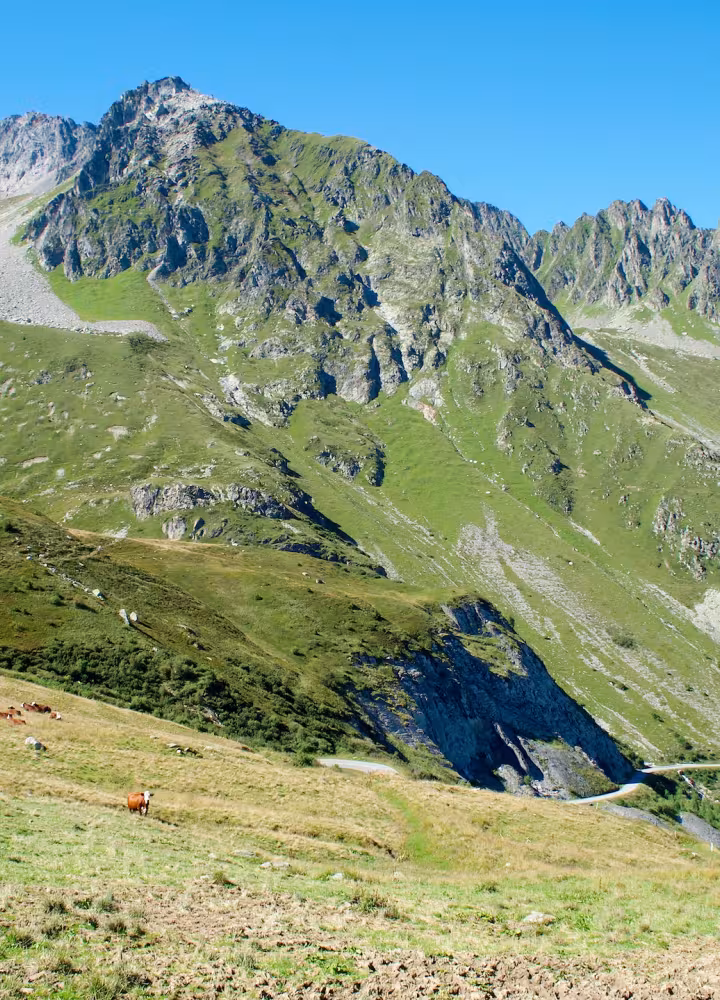 De zuidwestkant van de Col de la Madeleine