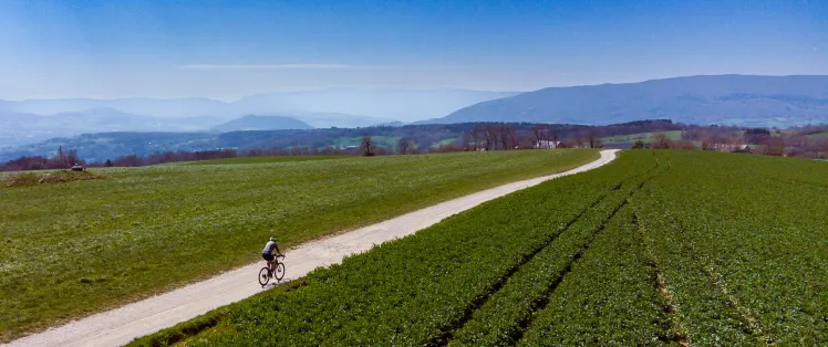 Richting het zuiden over de Mont Sion grindpaden