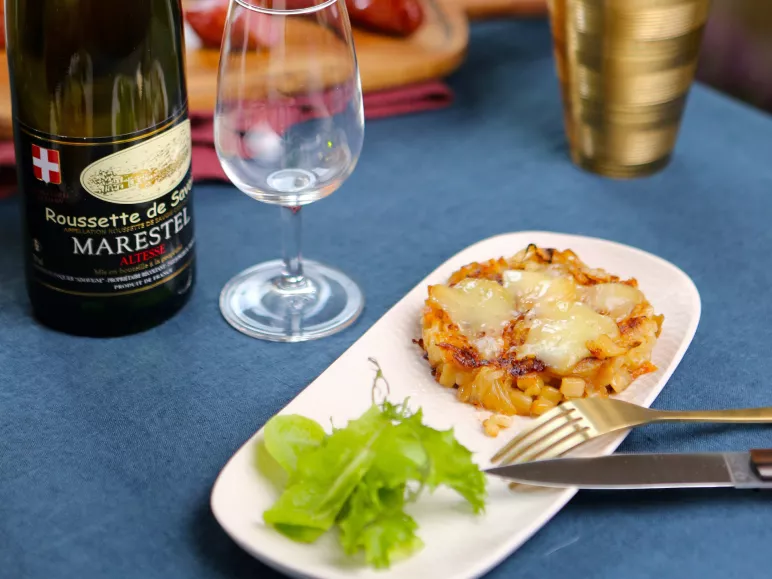 Galette van Crozets, Bauges Tomme en Savoyse wijnen